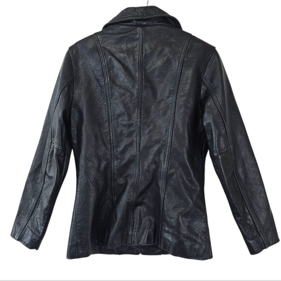 Guess Vintage 100% Leather Black Biker Jacket size small - Picture 2 of 7